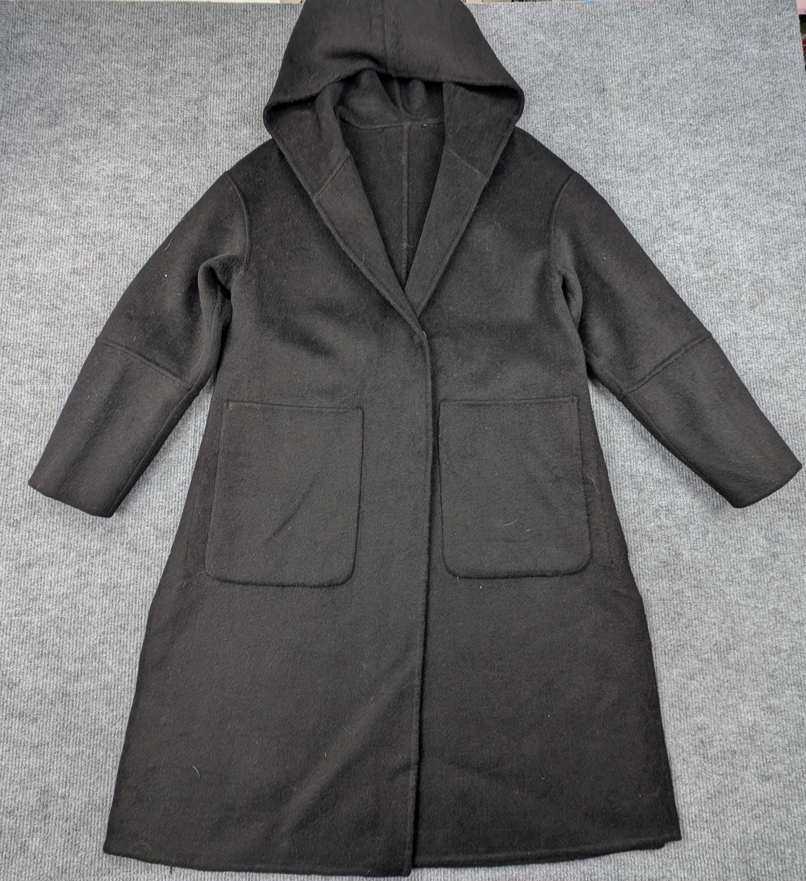 Belle & Bloom Wool Coat Womens Small Walk This Way Blanket Hooded Quiet Luxury