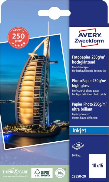 1-20X Avery Zweckform Inkjet Fotopapier Premium, 10 X 15 Cm, Weiß Bis 61% Rabatt-image