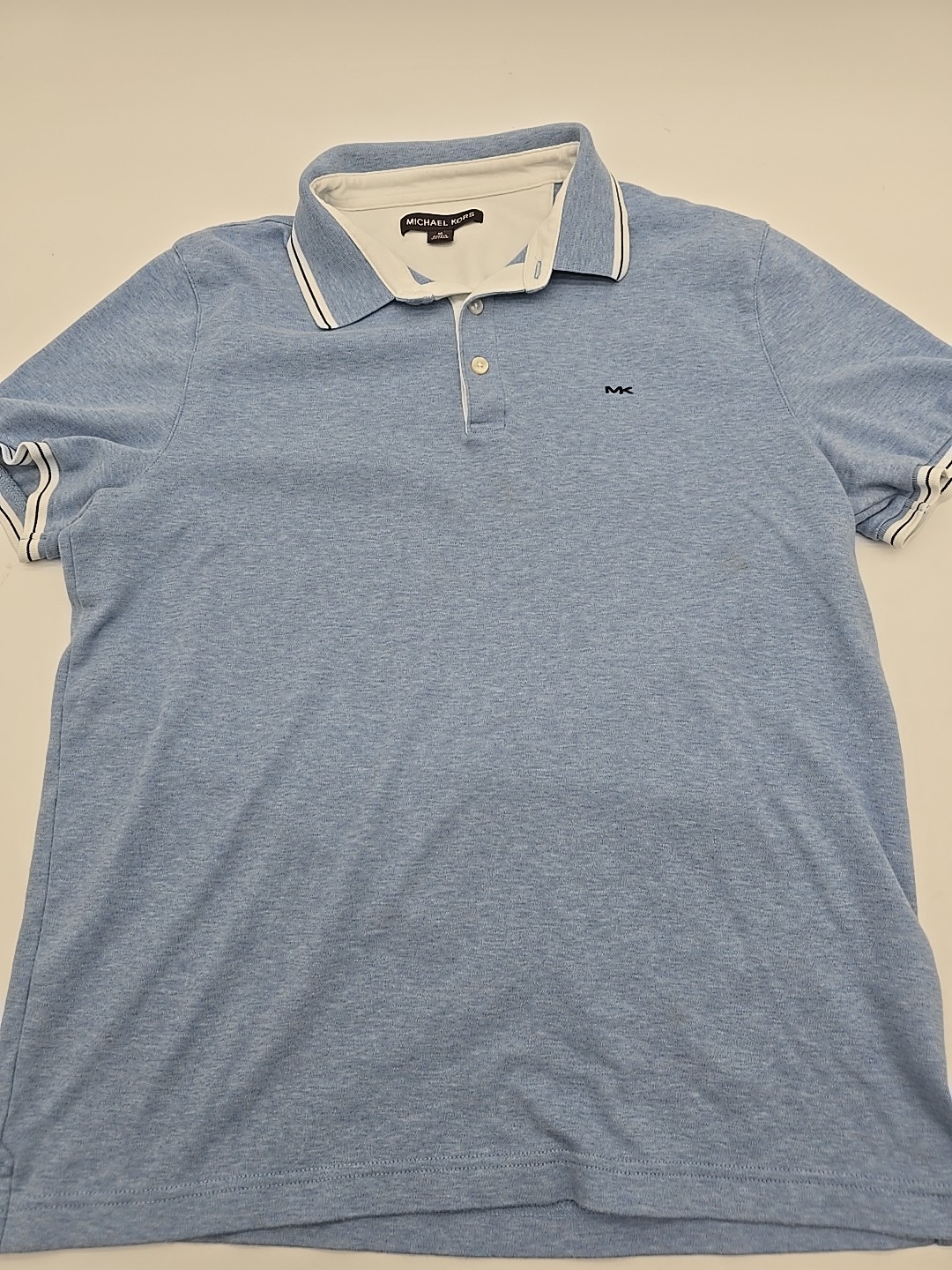 Michael Kors Polo Shirt Men M Blue Solid Logo ..#37022