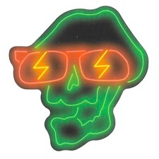 Neon Skull Lightning Glasses Sticker Die Cut Vinyl Decal Green Cool Grungy