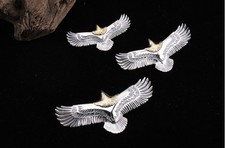 Antiqued Golden Head Eagle, S925 Sterling Silver Eagle open wing soaring Amulet