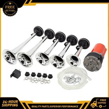 Loud 5 Trumpets Musical Air Horn Compressor Kit For Car Truck 12v 130db Loud 5 Trumpets Musical Air Horn Compressor Kit For Car Truck 12v 130db
