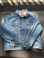 Levi's Light Blue Denim Jacket with Tan Leather Patch USA MADE