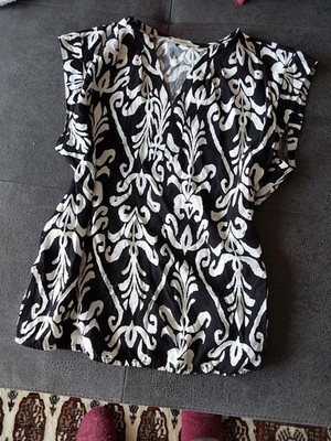 Cartoon Blusen-Shirt  schwarz-weiß-creme  wie neu Gr 46