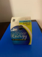 NEW SIZE B MEDIUM NAVY L'EGGS SHEER ENERGY CONTROL TOP SHEER TIGHTS-30 DENIER
