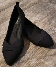 AK Anne Klein iFlex AKOVAL Black Ballet Flats Pointed Toe Fabric Upper Size 8.5