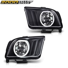 Fit For 2005-2009 Ford Mustang Led Drl Halo Headlights Assembly Black Headlamps