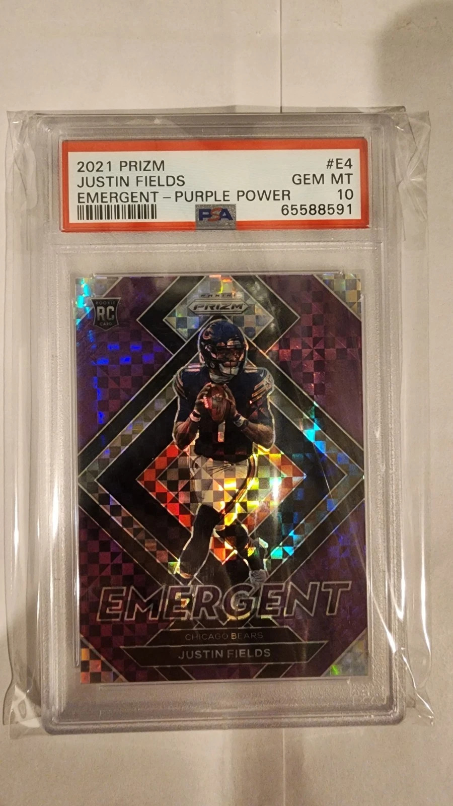 Justin Fields Panini Prizm Emergent #E4 Purple Power