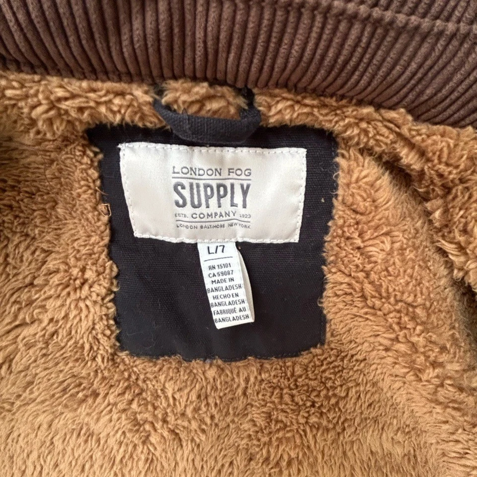 Chaqueta London Fog azul marino con forro marrón para niños talla 7 Foto 4 de 4