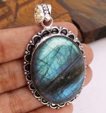Firey Labradorite 925 Silver Plated Handmade Pendant of 2.2