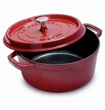 Staub Enameled Cast Iron Dutch Oven Round 7Qt #28 Cherry