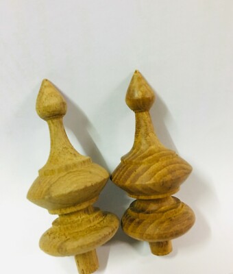 2Pcs  Wooden Teak Finial Antique Clock  Furniture Home Decor DIY 1.5'' Dia.