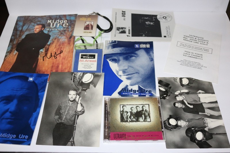 Midge Ure Ultravox autograph booklet & cd, VIP concert passes, photos, + more