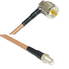 RG142 Silver UHF Male Angle to SMA FEMALE Coax RF Cable USA Lot