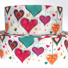 GROSGRAIN RIBBON 5/8",7/8",1.5", 3" Valentine's Day Hearts Mother's Hairbows