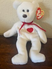 Ty Valentino Bear Beanie Baby 1993 W/Tag Errors brown nose and black eyes EUC