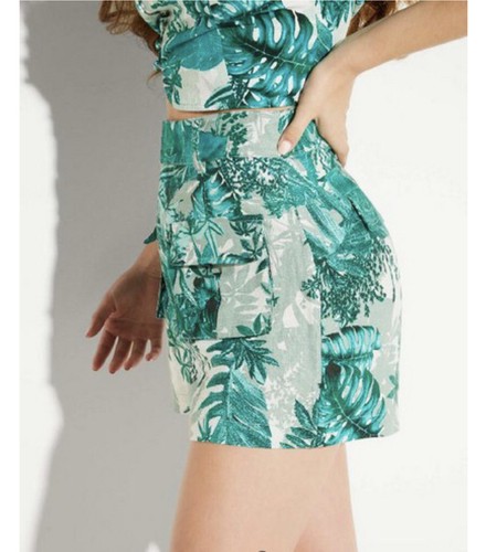 NWT GUESS Women's Lilla Super High Rise Linen Shorts Sz 2 Botanic Jungle Print - Picture 7 of 8