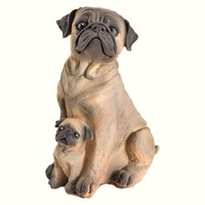 Pug Dog Statue Outdoor Pet Garden Figurines Large Sculpture Yard Decor Ornament