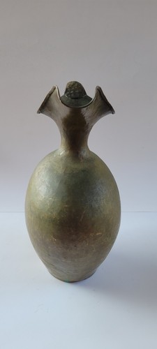 Vintage Marked Italian Handmade Hammered Metal Large Handled Water Pitcher Vase - Picture 5 of 21