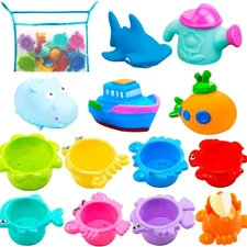  Bath Toys, Toddler Water Toys with Mold Free Bath Toys Stacking Cups