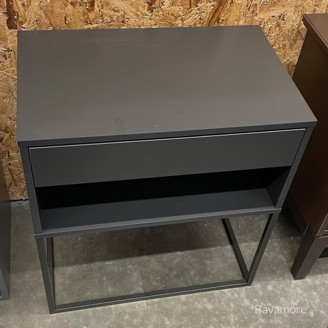 IKEA VIKHAMMER Nachttisch – Schwarz, Mit Schublade & Soft-Close, Aus Faserplatte