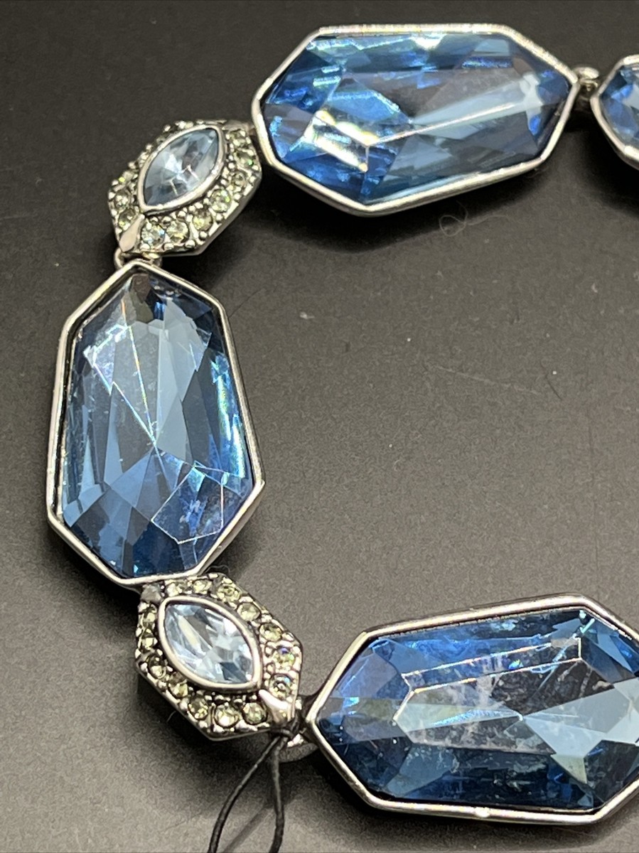 【Givenchy】　ブレスレットウォッチ 外箱&ギャランティカード付　ブルー Vintage Givenchy Crystal & Stone Flex Bracelet(blue2881