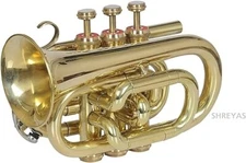 New Pocket Trumpet, Bb, Brass Best Sound And With Case