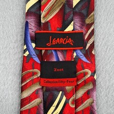 J Garcia Silk Necktie Zoot Red Colorful Abstract Collection 54