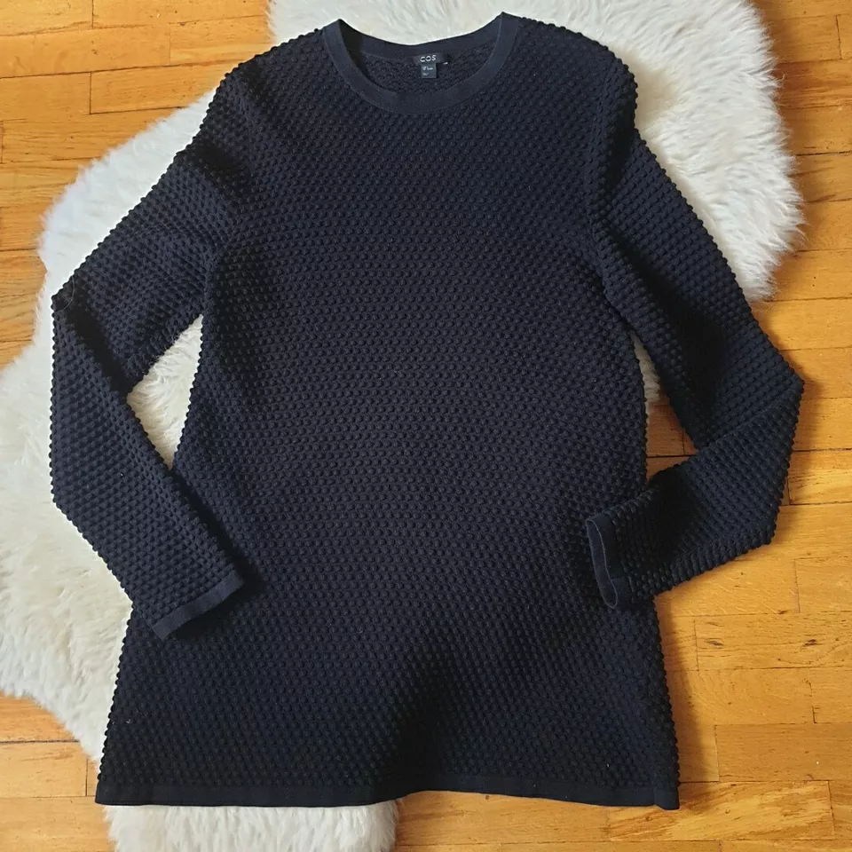 COS Womens   Black Jumper S Bobble textured Long Sleeve Round Neck Sweater tunic - Image 3 of 4