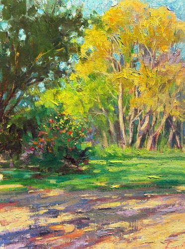 Sommerbäume Gemälde Original Öl Sonnenbäume Landschaft Impressionist Kunst