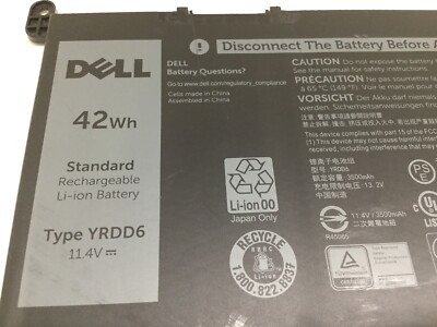 Genuine Dell Inspiron 3583 11.4V 42Wh 3500mAh Laptop Battery YRDD6