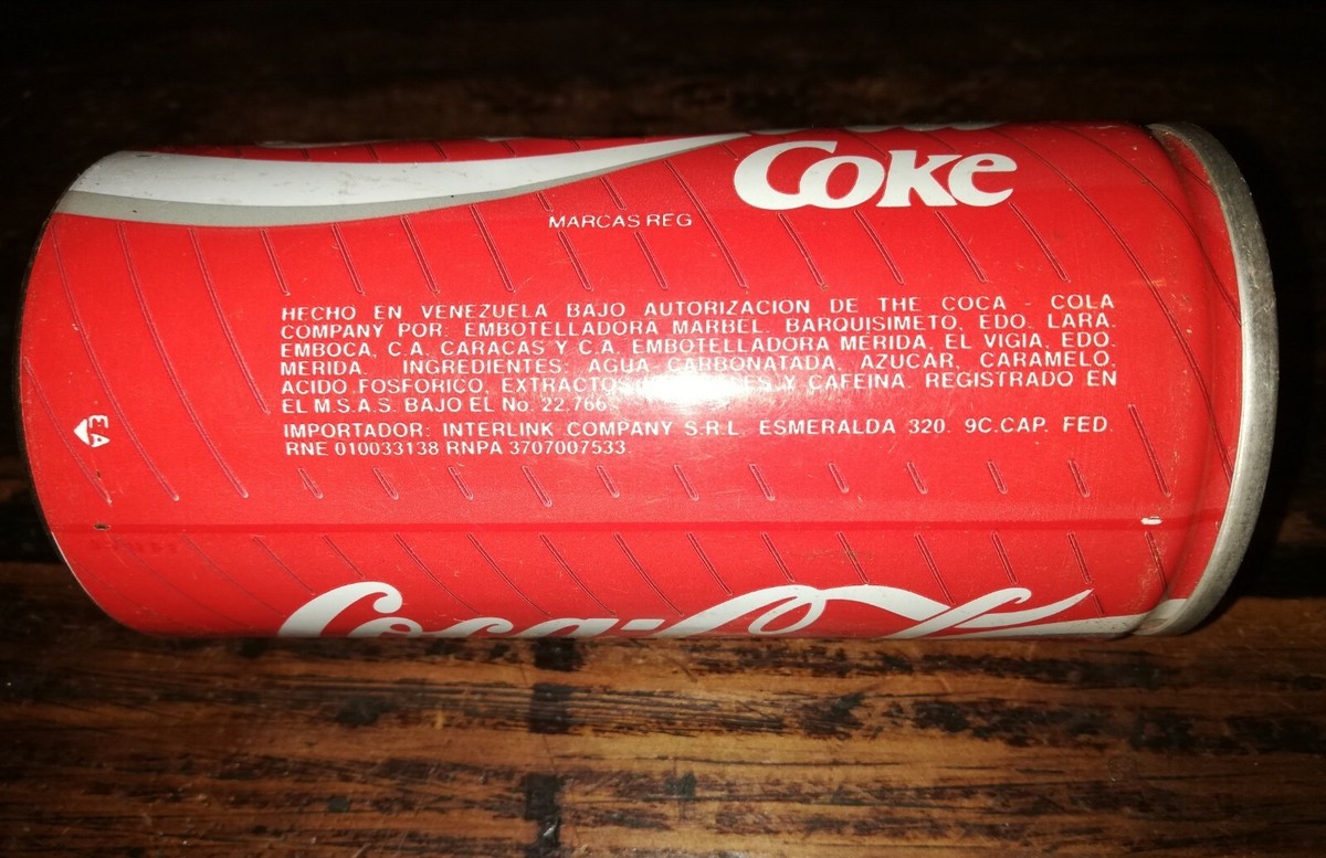 VINTAGE 80S ULTRA RARE COCA COLA CAN MARBEL VENEZUELA COKE W