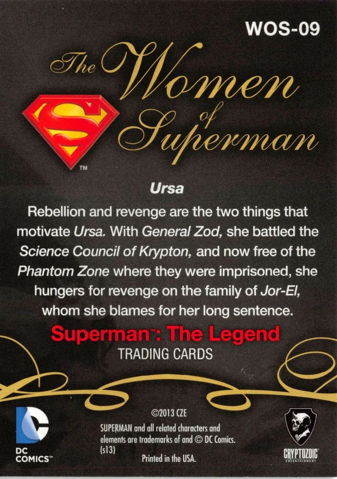 DC Comics Superman the Legend WOMEN Trading Card Insert WOS-09 / URSA - Image 2 of 2