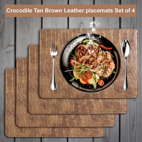PU Leather Placemat And Coaster Set Of 4 Table Mats Dining Waterproof Tableware - Picture 33 of 69