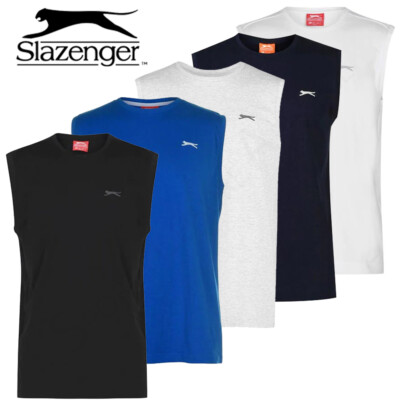 Herren Trägertop Slazenger ärmellos Sommer Gym T-Shirt Tee Größe M L XL XXL 3XL