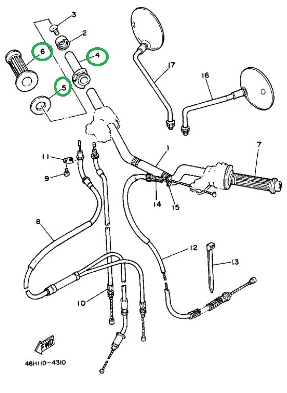 Yamaha RD350YPVS RZ350 Throttle Grip OEM Rubber Cover 31A-26242-00 36Y-26243-00 Foto 2 de 4