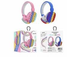 NEW Pop It Decompression Kids Headset Toy Fidget Wireless Headphone Pink