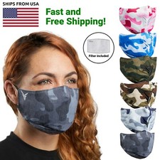 Victor Fitness VM25GC Gray Camo Reusable Cloth Face Mask w/ Black Logo