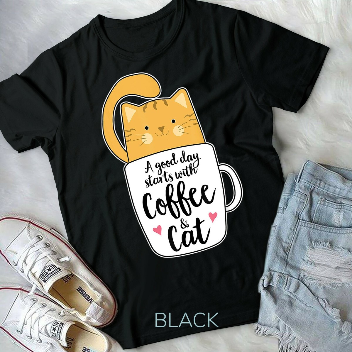 A Good Day Starts With Coffee, Orange Cat Lover Tshirt Gifts A Good Day Starts With Coffee, Orange Cat Lover Tshirt Gifts