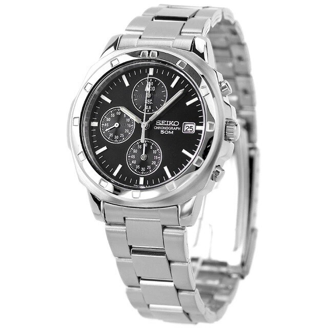 Seiko Men's Black Chronograph Watch SND191P1 Stylish Durable Timepiece