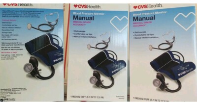 3 CVS Manual Blood Pressure Monitors With Stethoscope ~Brand New ~ Never Opened 