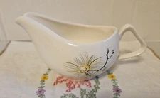VINTAGE STEUBENVILLE  GRAVY BOAT YELLOW AND BROWN FLORAL 1950'S