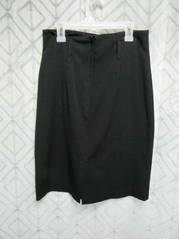 Wrapper Skirt Size 7 Juniors Black Back Zipper Belt Loops Career Work Business - Image 3 of 3