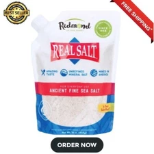 Redmond Real Salt -Ancient Fine Sea Salt, Unrefined Mineral Salt, 16 Ounce Pouch