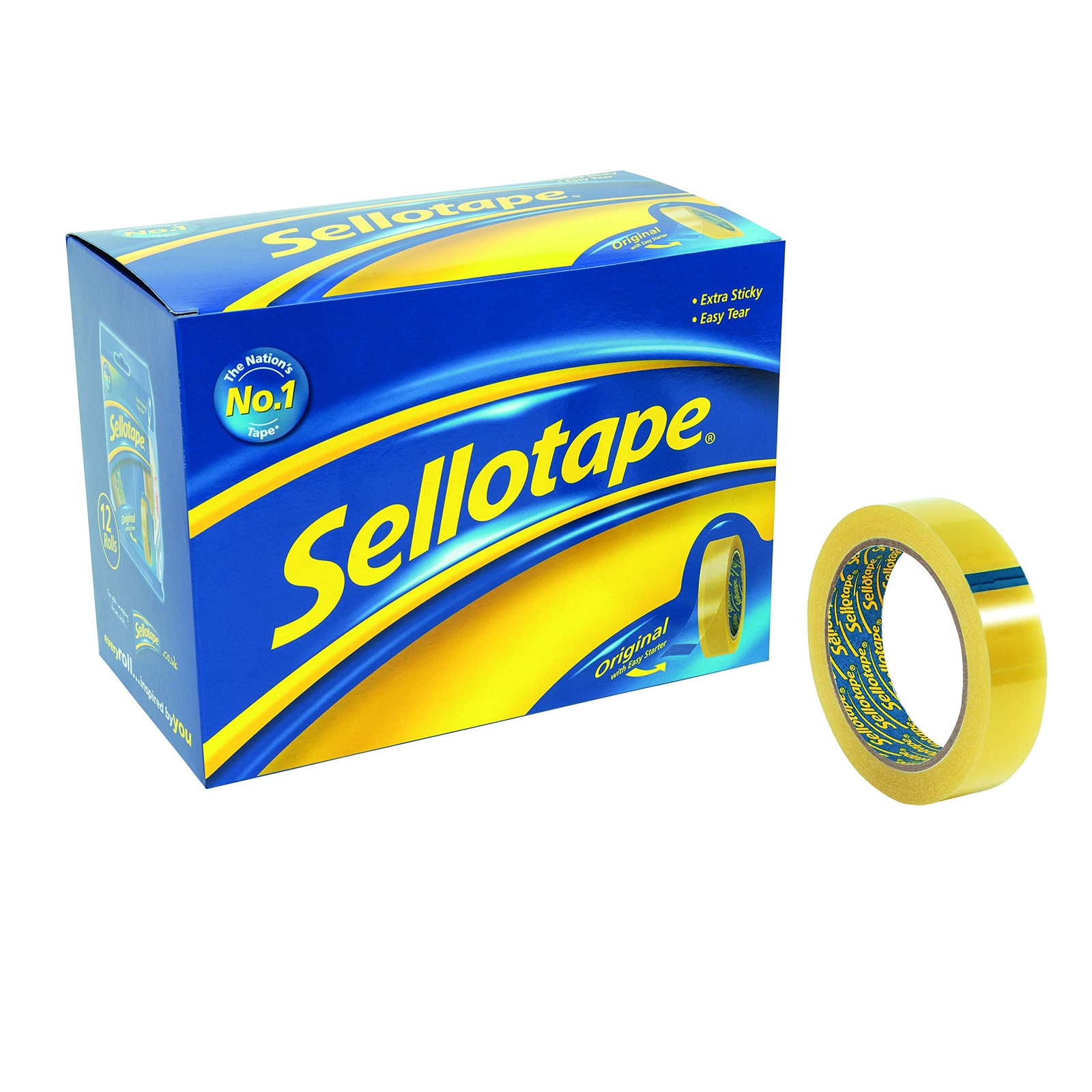 Sellotape 1443268 Original Golden Tape Roll Non-static Easy-Tear, Large 24 mm x
