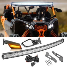 WEISEN Roof 52" Light Bar Mounts+Side LED Mirrors For Can-am Maverick X3 2017-25