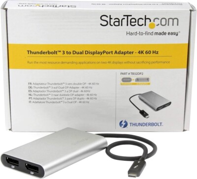 StarTech.com Thunderbolt 3 to Dual DisplayPort Adapter - 4K 60Hz - Mac/ Windows
