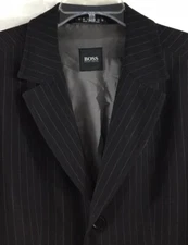 Hugo Boss Unstructured Sport Coat Mens 40R Black Pinstriped Wool Blend Jacket