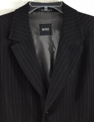 Hugo Boss Unstructured Sport Coat Mens 40R Black Pinstriped Wool Blend  Jacket