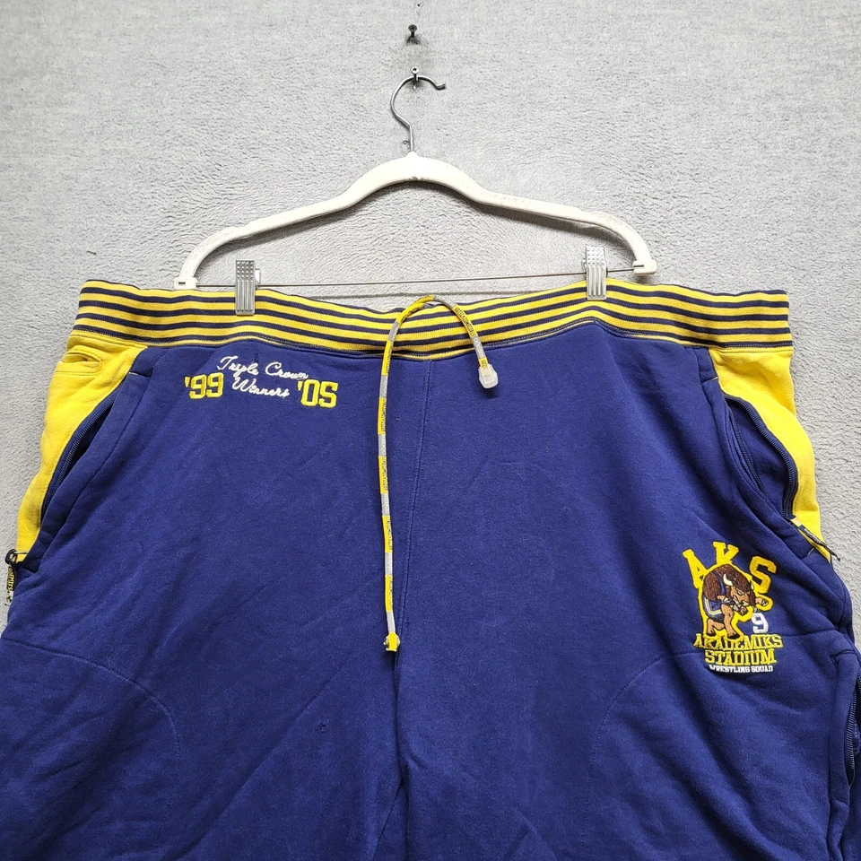 Pantalones Cortos Akademiks Hombres 3XL Azul Sudaderas Logo Bordado Estadio Lucha Libre Y2K Foto 3 de 4